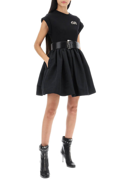 ALEXANDER MCQUEEN hybrid mini dress with seal logo