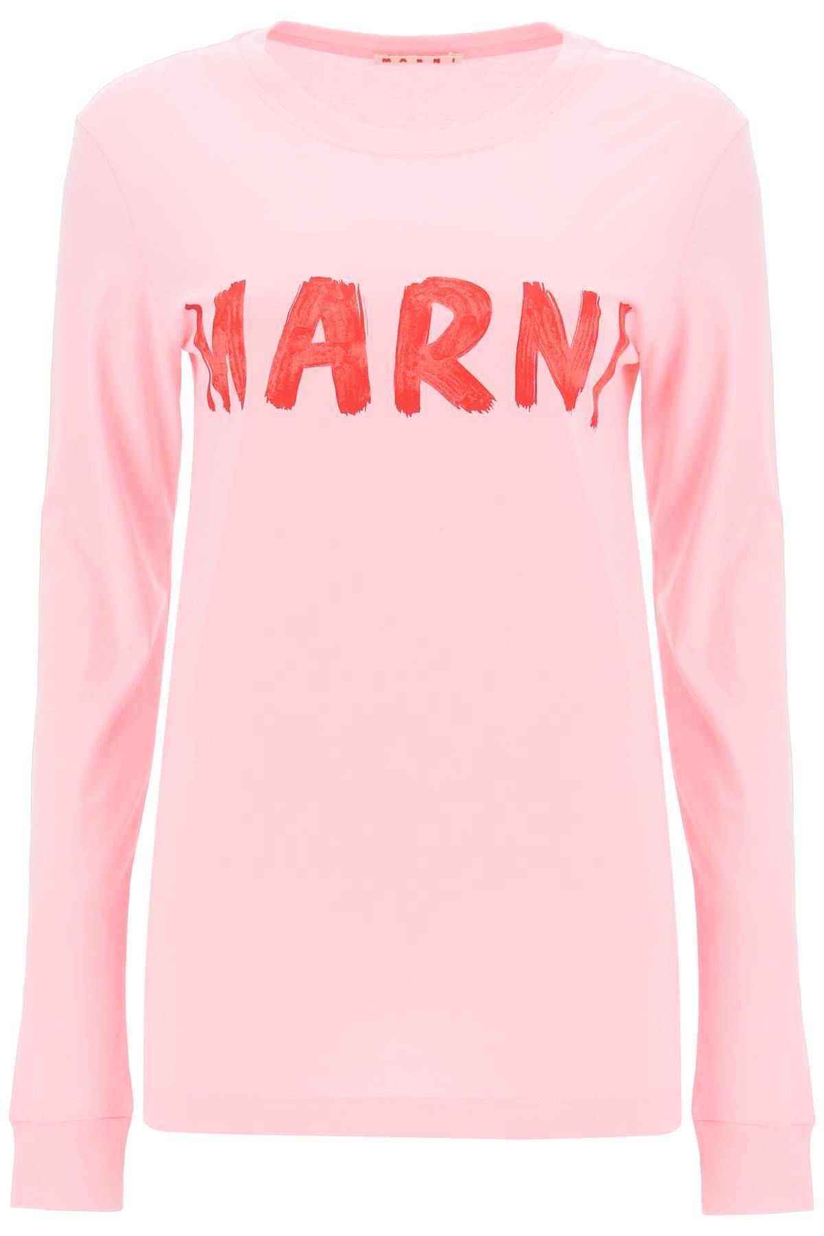 MARNI brushed logo long-sleeved t-shirt