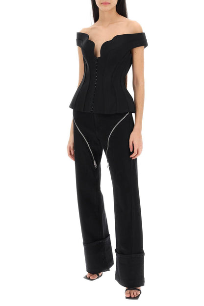 MUGLER off-shoulder corset top