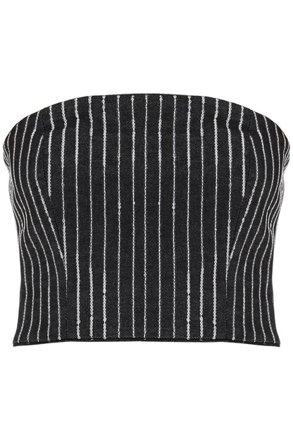 ROTATE cropped top with sequined stripes