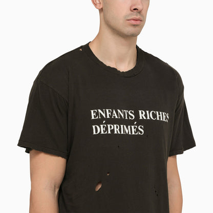 Enfants Riches Déprimés Black Crew Neck T Shirt With Wear