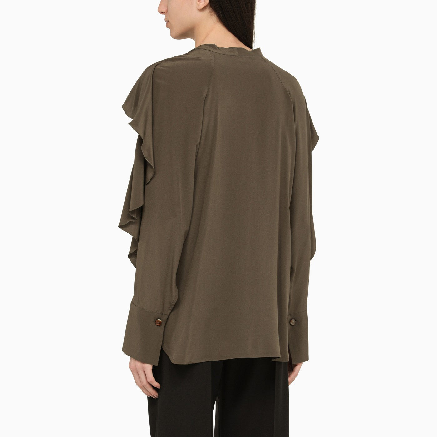 Victoria Beckham Dark Green Silk Blouse