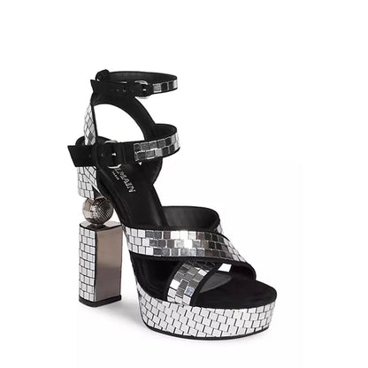 Balmain Jeni Mirror Platform Sandals