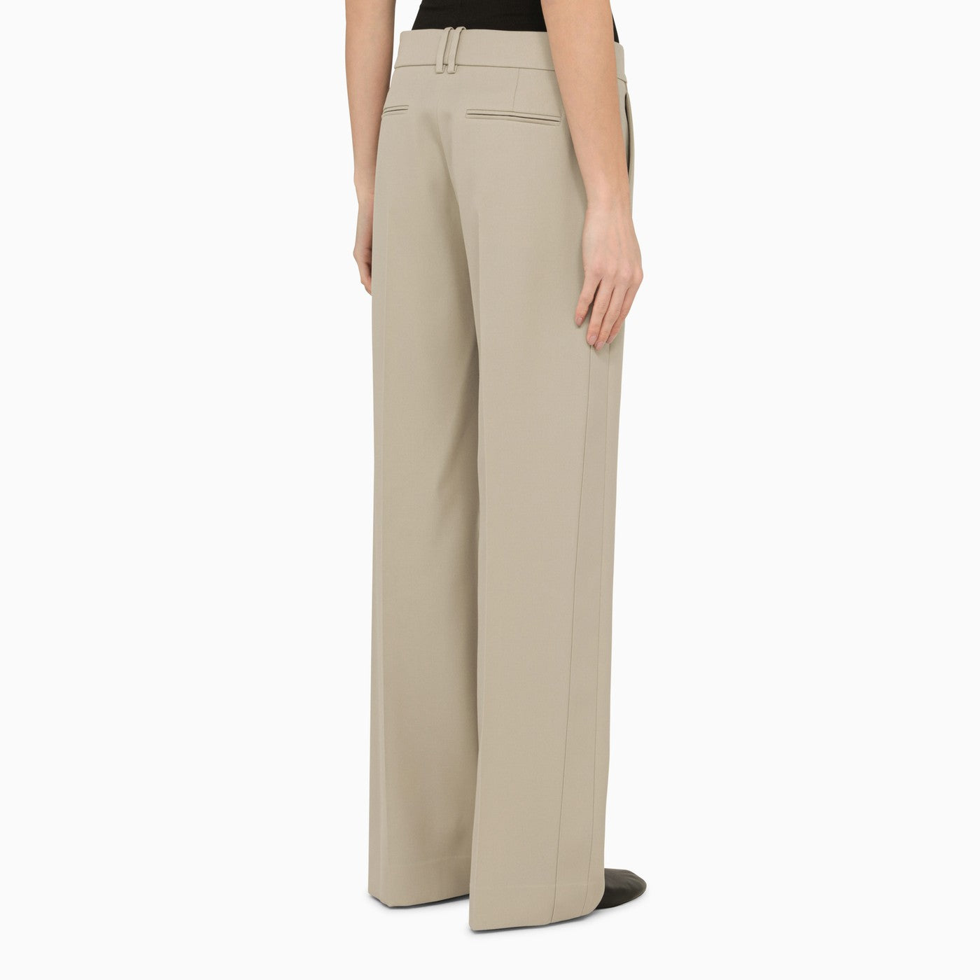 The Row Bremy Beige/Grey Wool Trousers