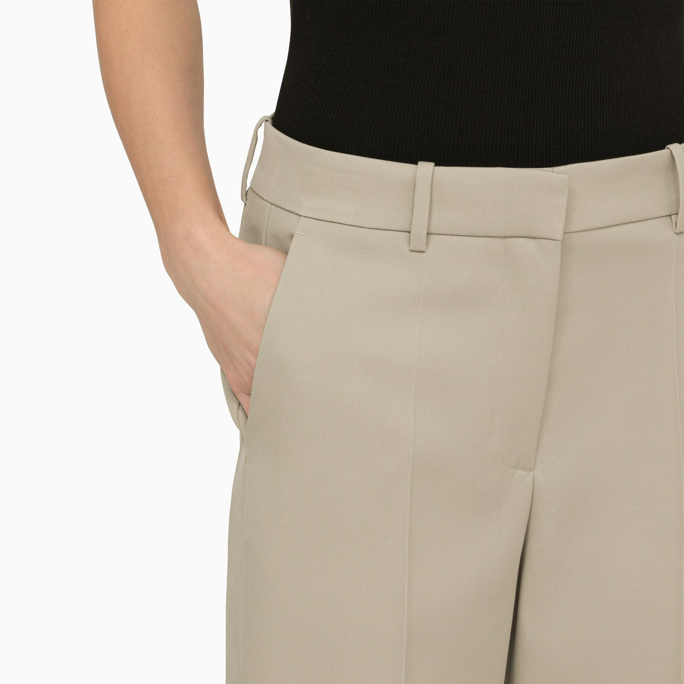 The Row Bremy Beige/Grey Wool Trousers