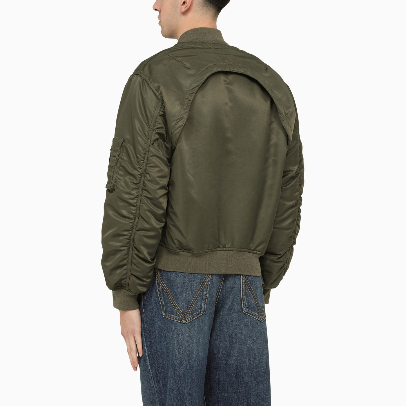 Alexander Mc Queen Convertible Khaki Nylon Bomber Jacket