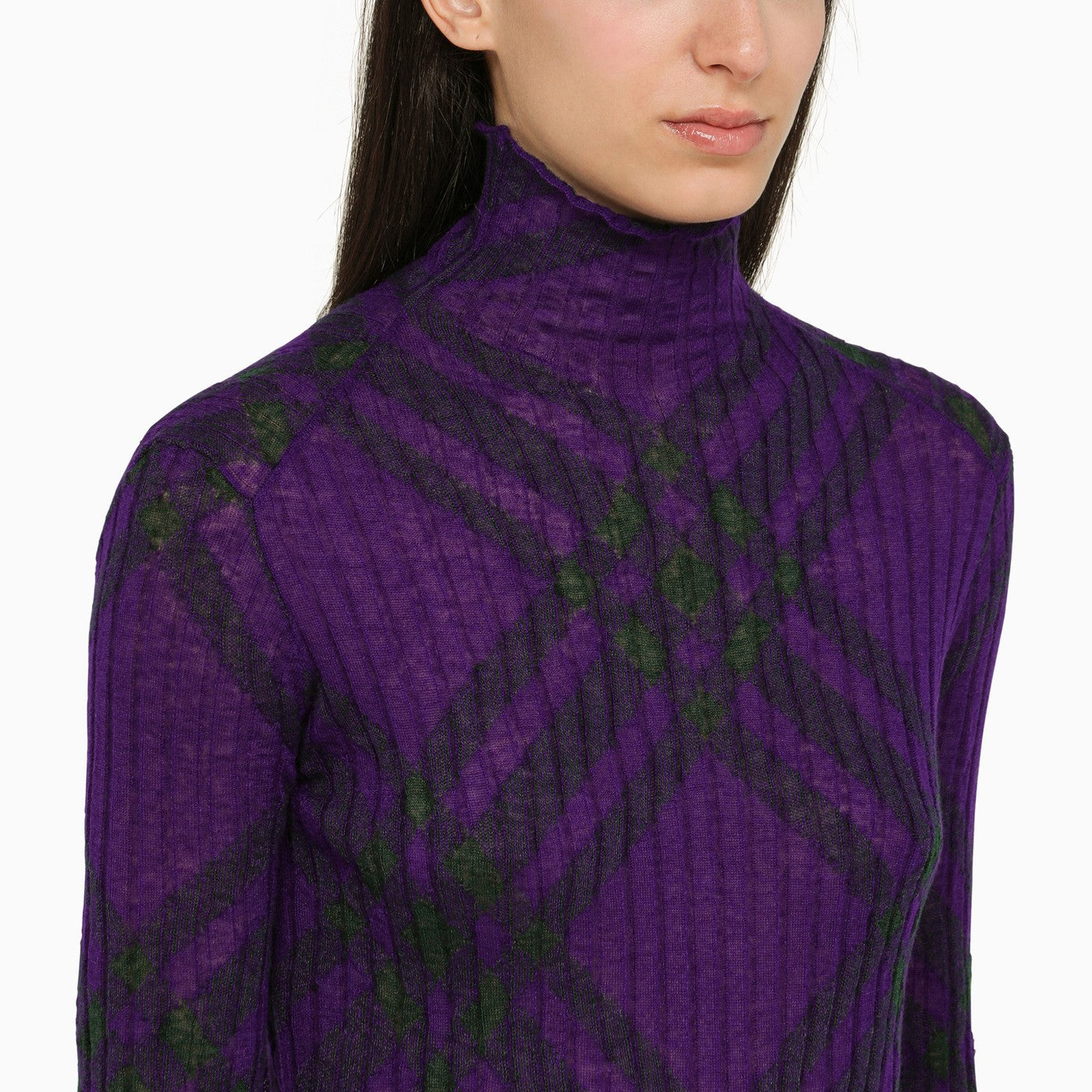 Burberry Purple Turtleneck Sweater In Wool Blend