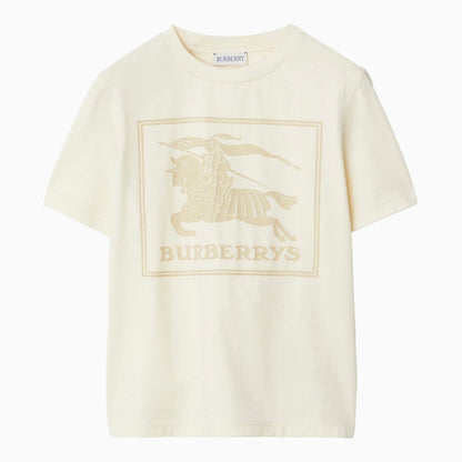 Burberry Cream Coloured Crew Neck T Shirt With Print