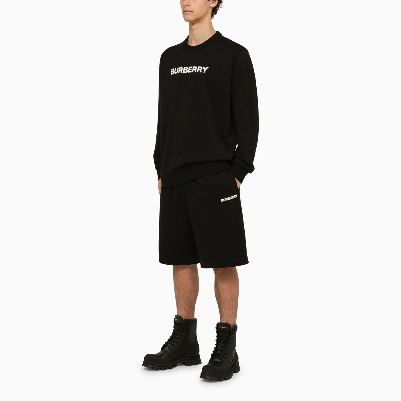 Burberry Black Crewneck Sweatshirt With Logo