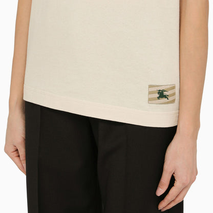 Burberry Beige Crew Neck T Shirt With Logo