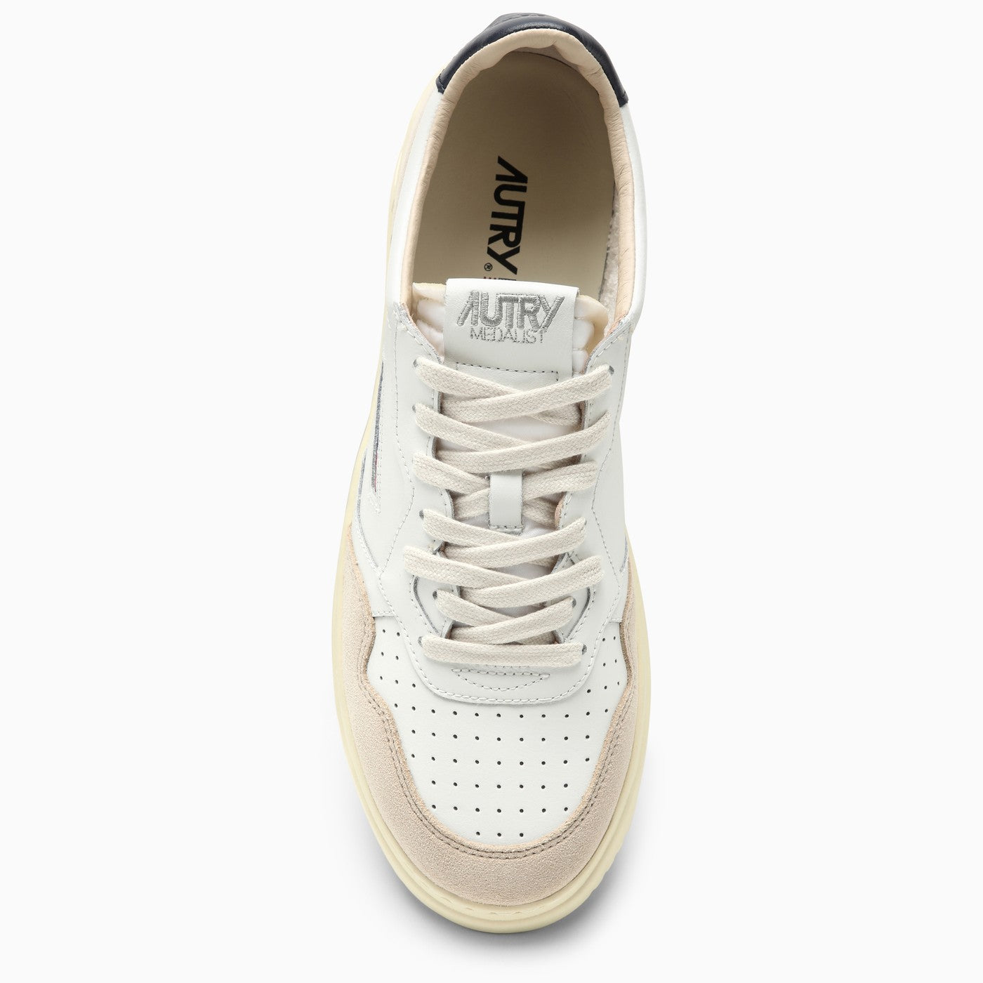 Autry Medalist White/Blue Leather Trainer