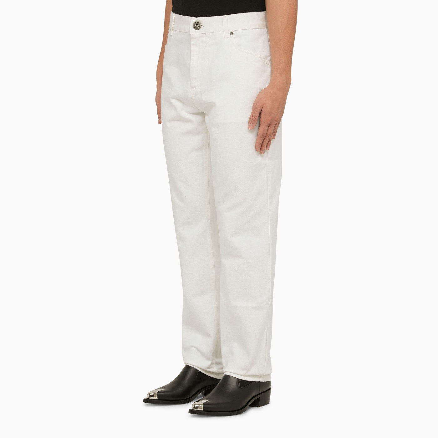 Balmain Regular White Cotton Trousers