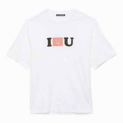 Acne Studios White Crew Neck T Shirt With Logo Print