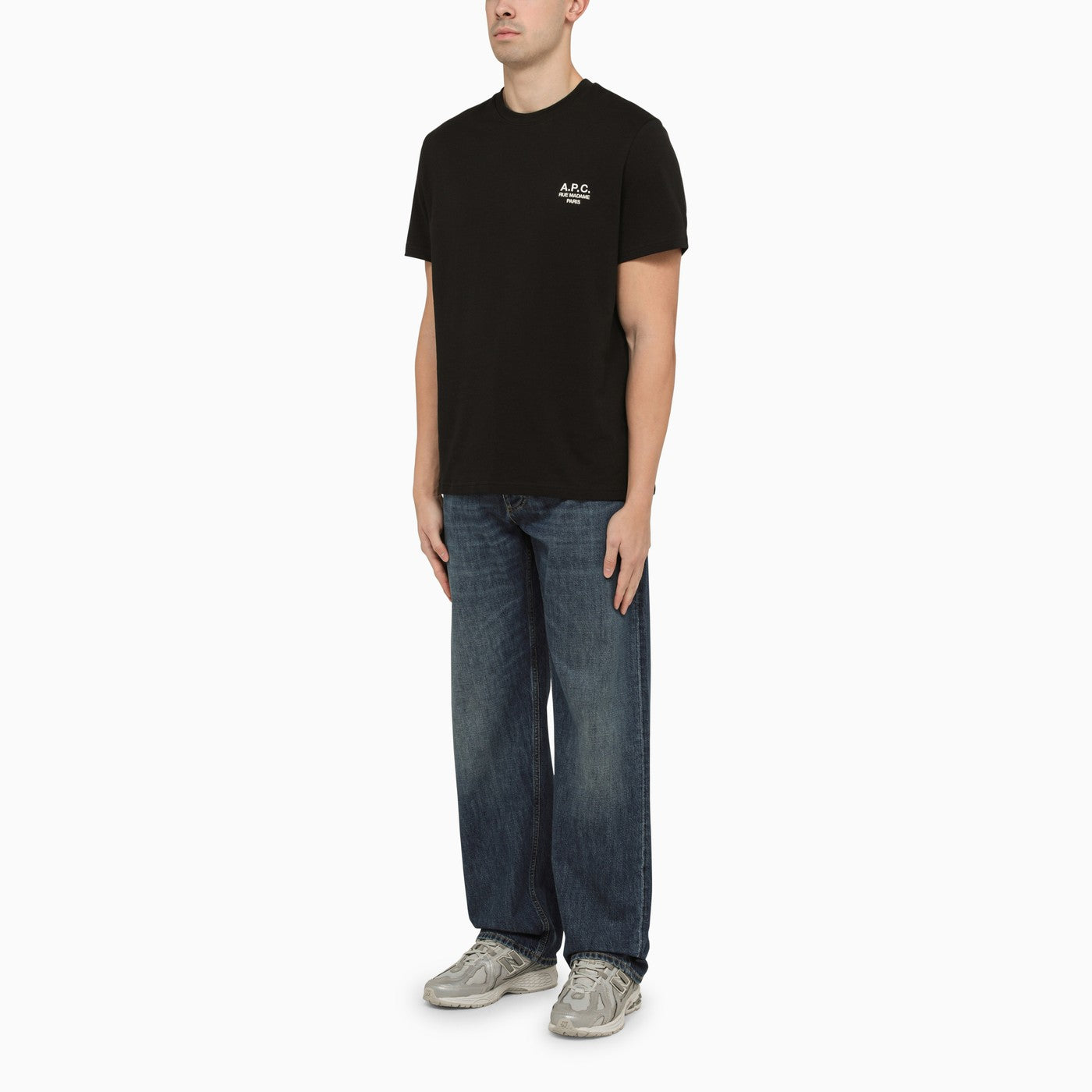 A.P.C. Black T Shirt With Contrasting Logo Lettering