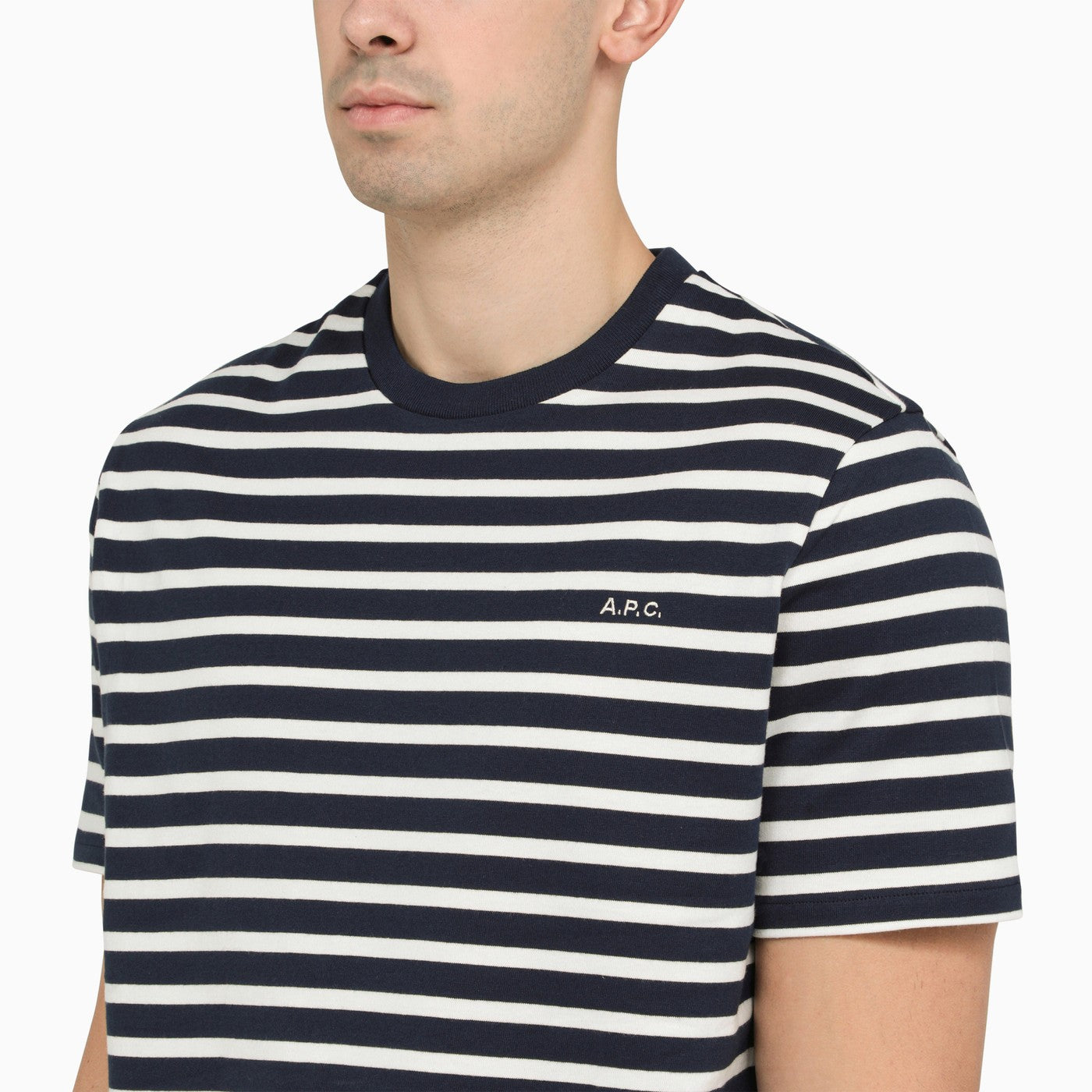 A.P.C. Striped T Shirt With Logo Inscription