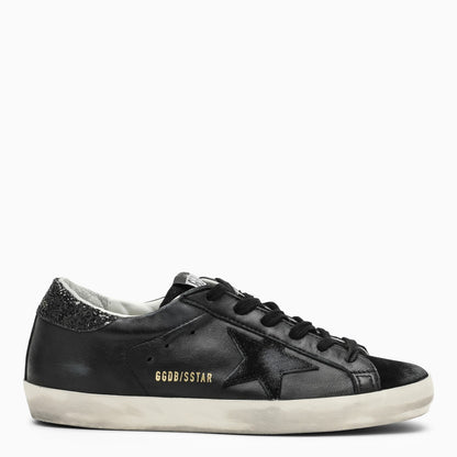 Golden Goose Deluxe Brand Super Star Black Low Trainer With Rhinestones