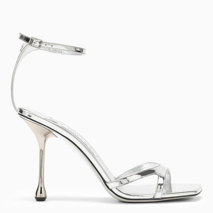 Jimmy Choo Ixia 95 Metallic Silver Leather Sandal