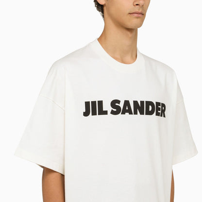 Jil Sander White Wide T Shirt With Logo