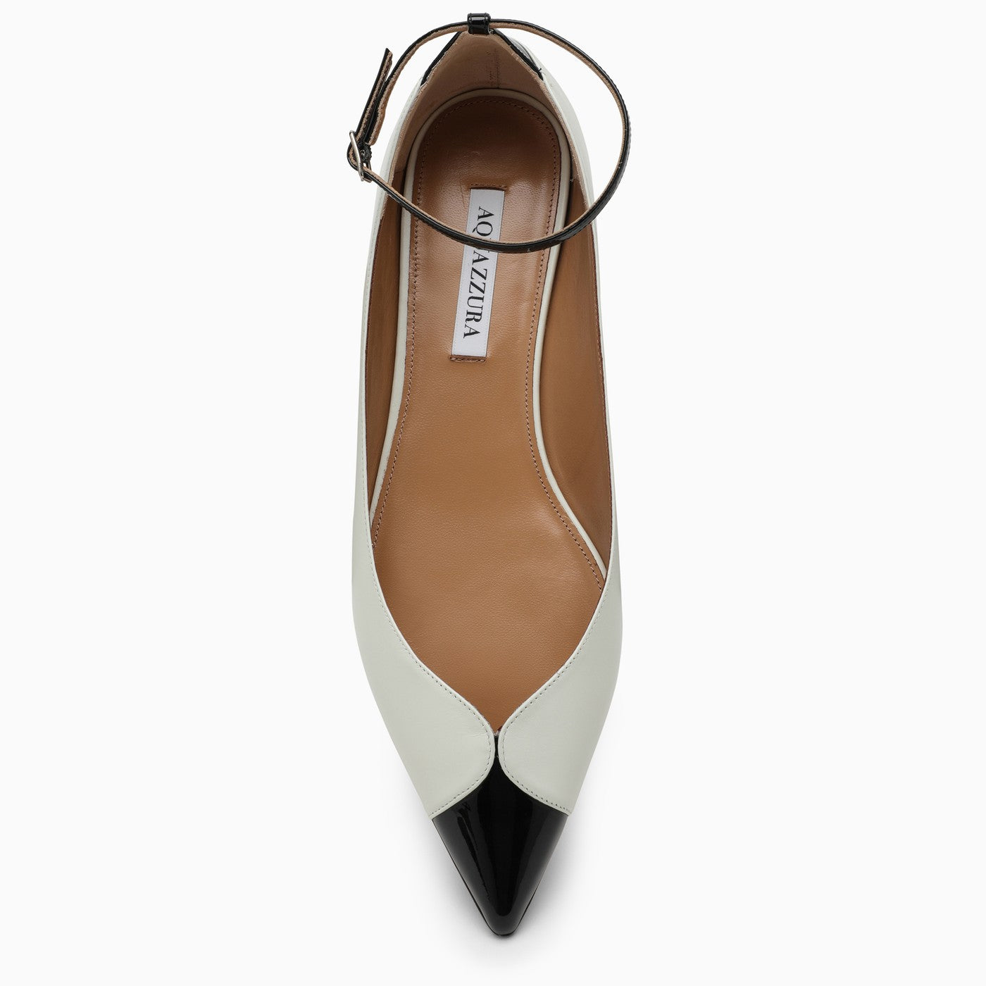 Aquazzura Black And White Pinot Ballerina In Leather