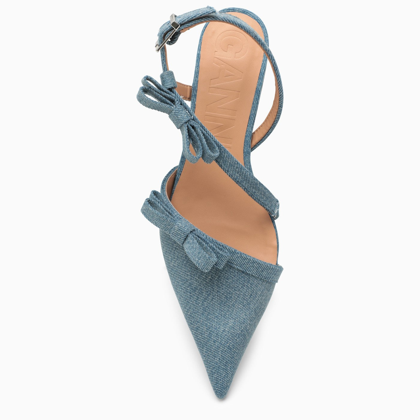 Ganni Denim Slingback With Bows