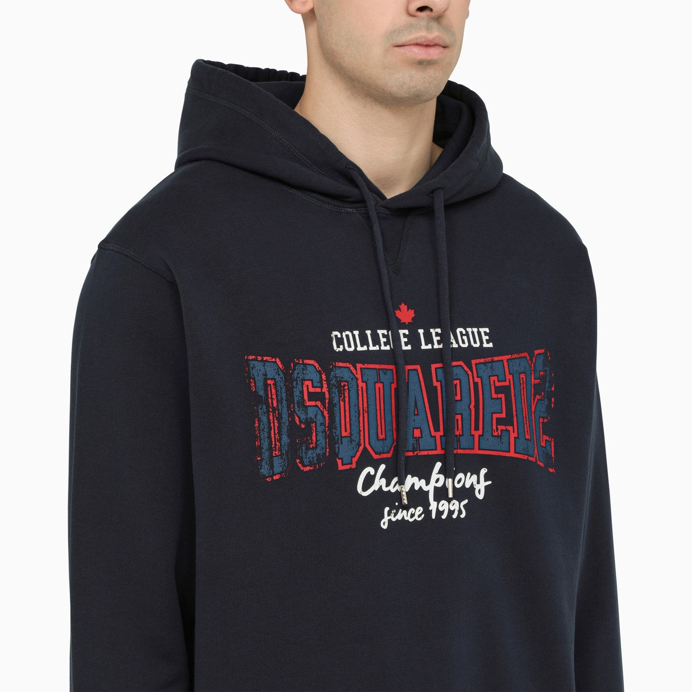 Dsquared2 Dark Blue Cotton Hooded Sweatshirt With Print