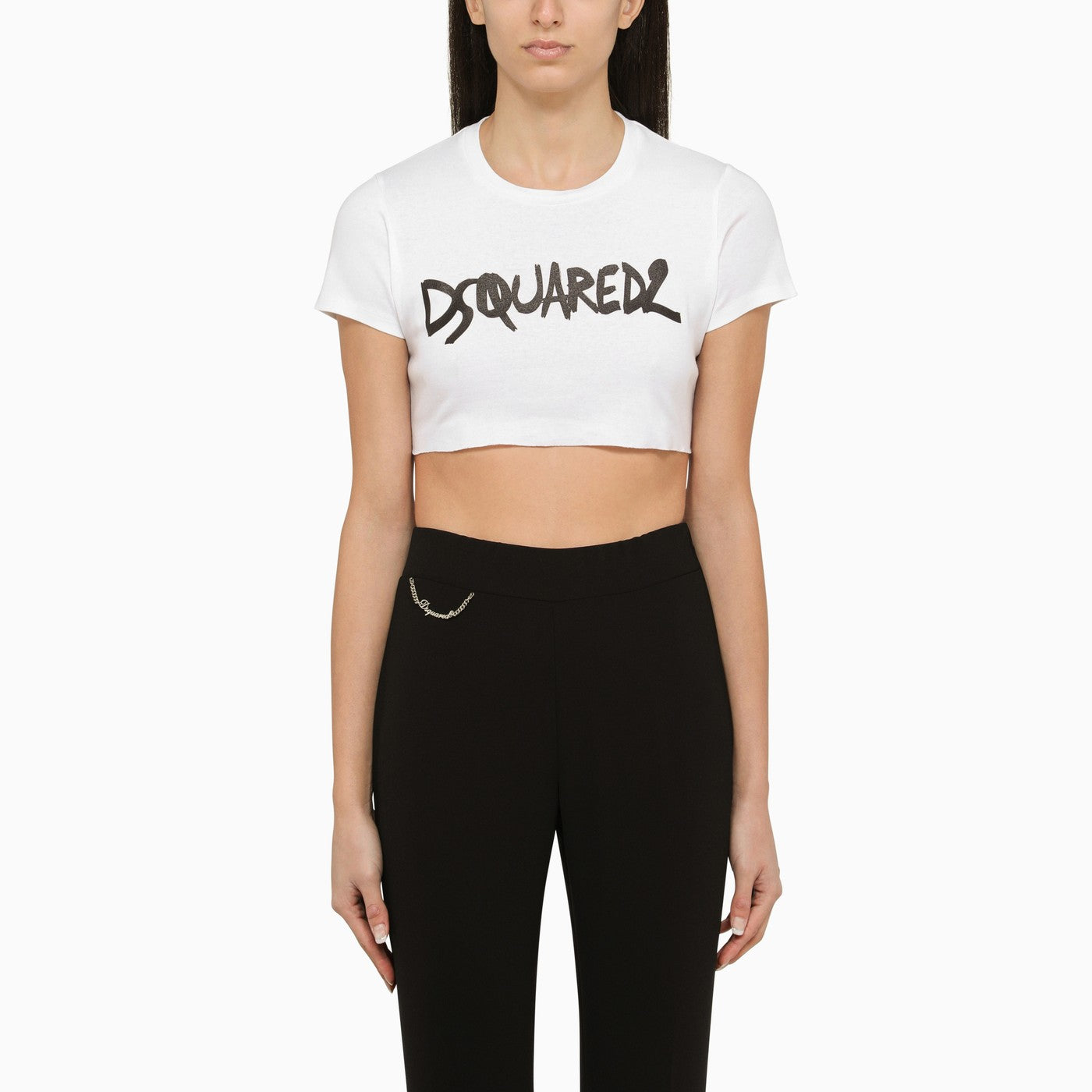 Dsquared2 White Cotton Short Top With Logo