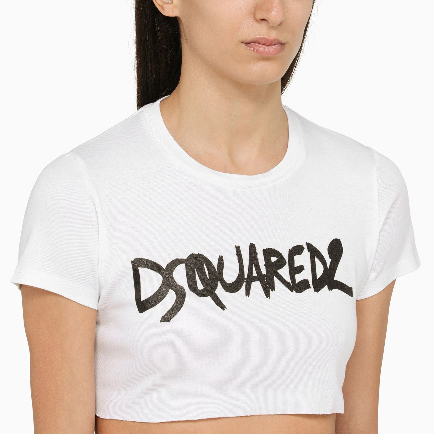 Dsquared2 White Cotton Short Top With Logo