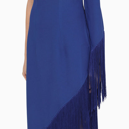 Taller Marmo Electric Blue Aventador Dress With Fringes