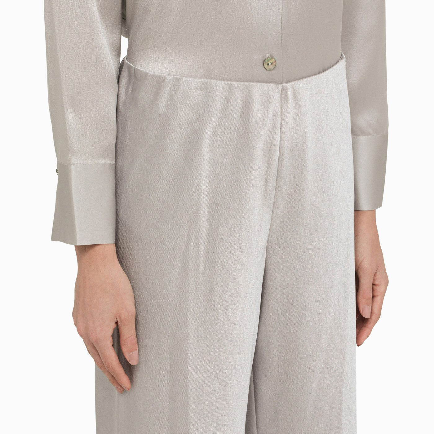 Vince Pearl Grey Satin Trousers