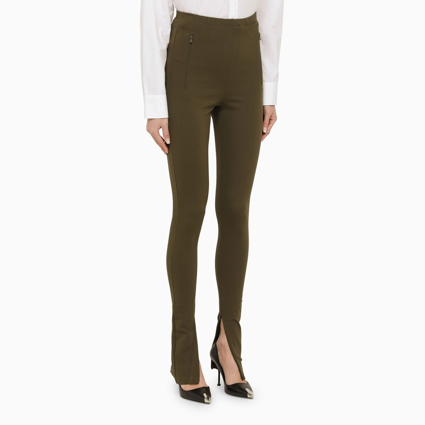 Wardrobe.Nyc Military Green Viscose Leggings