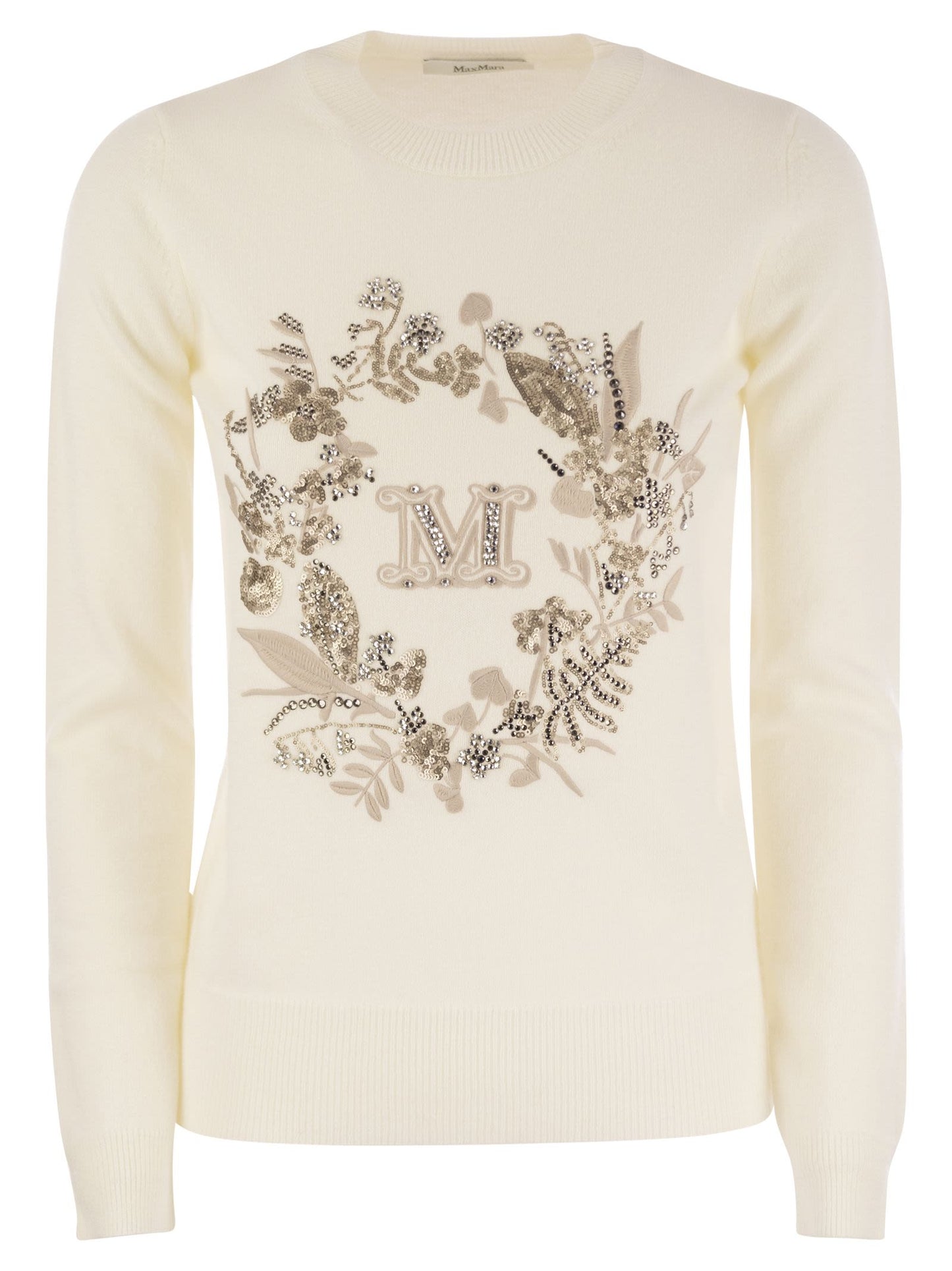 Max Mara Bari Wool And Cashmere Sweater With Embroidery