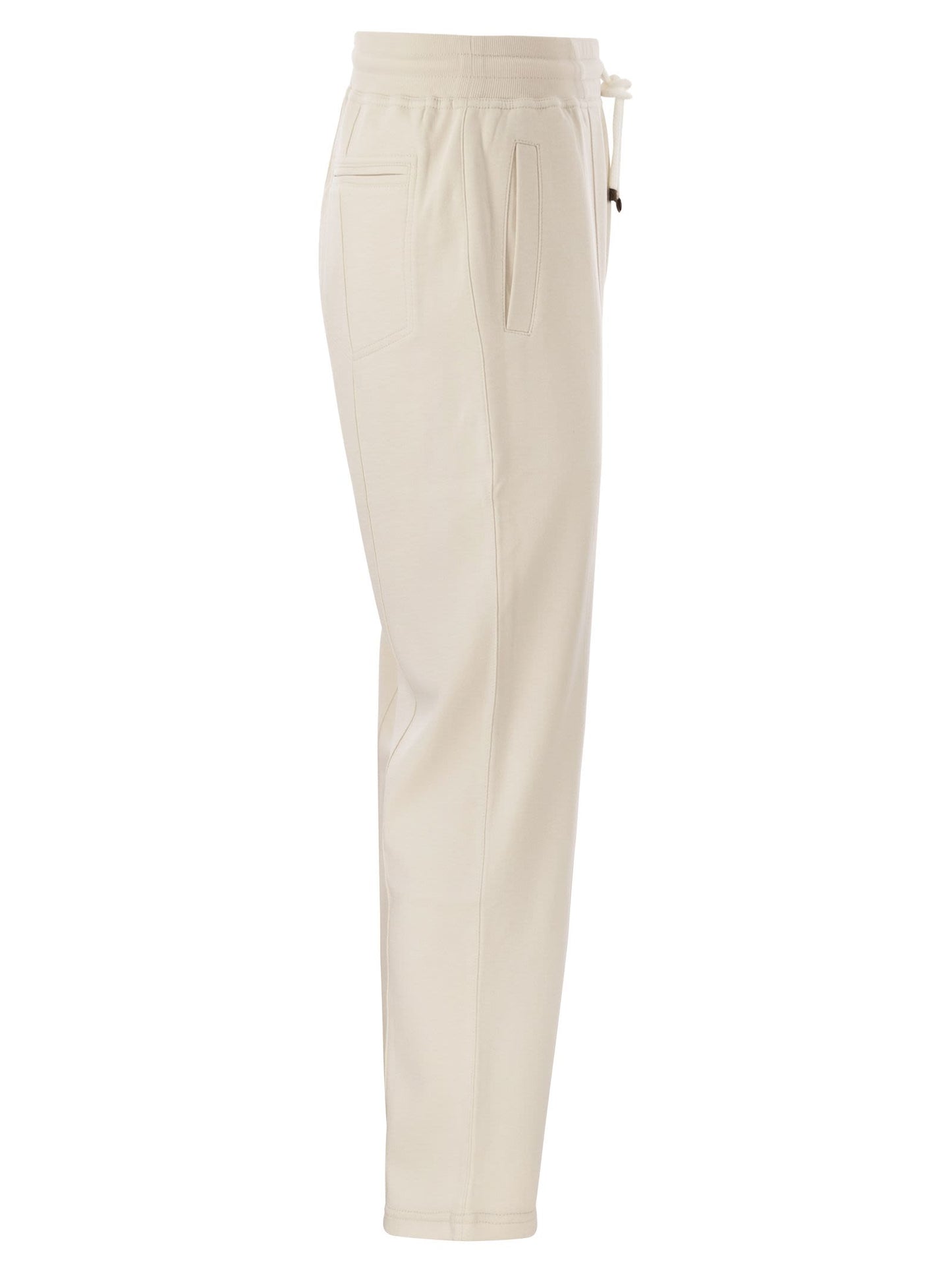 Brunello Cucinelli Techno Cotton Fleece Trousers With Crête