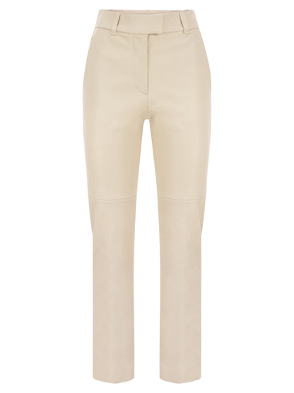 Brunello Cucinelli Stretch Nappa Leather Cigarette Trousers