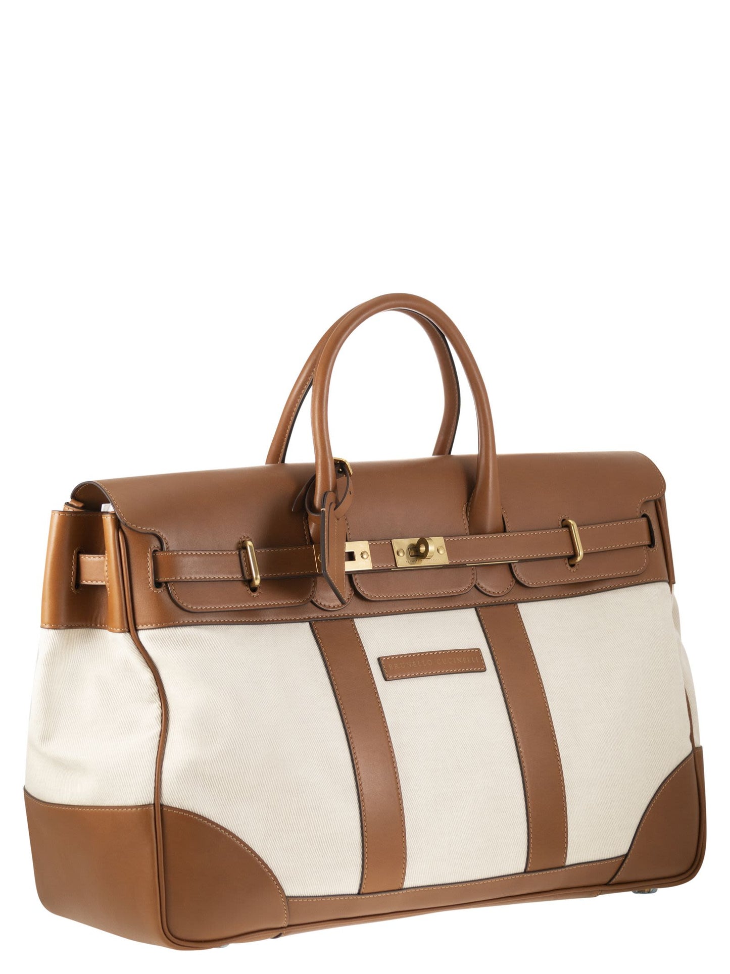 Brunello Cucinelli Country Bag In Leather And Fabric