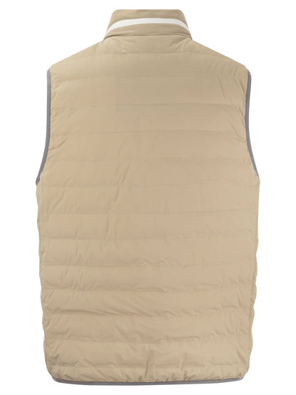 Brunello Cucinelli Sleeveless Down Jacket In Membranated Nylon