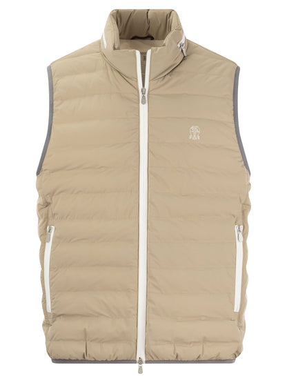 Brunello Cucinelli Sleeveless Down Jacket In Membranated Nylon