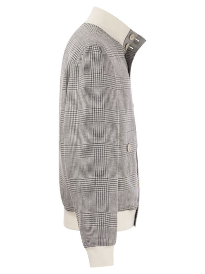 Brunello Cucinelli Linen, Wool And Silk Checked Jacket